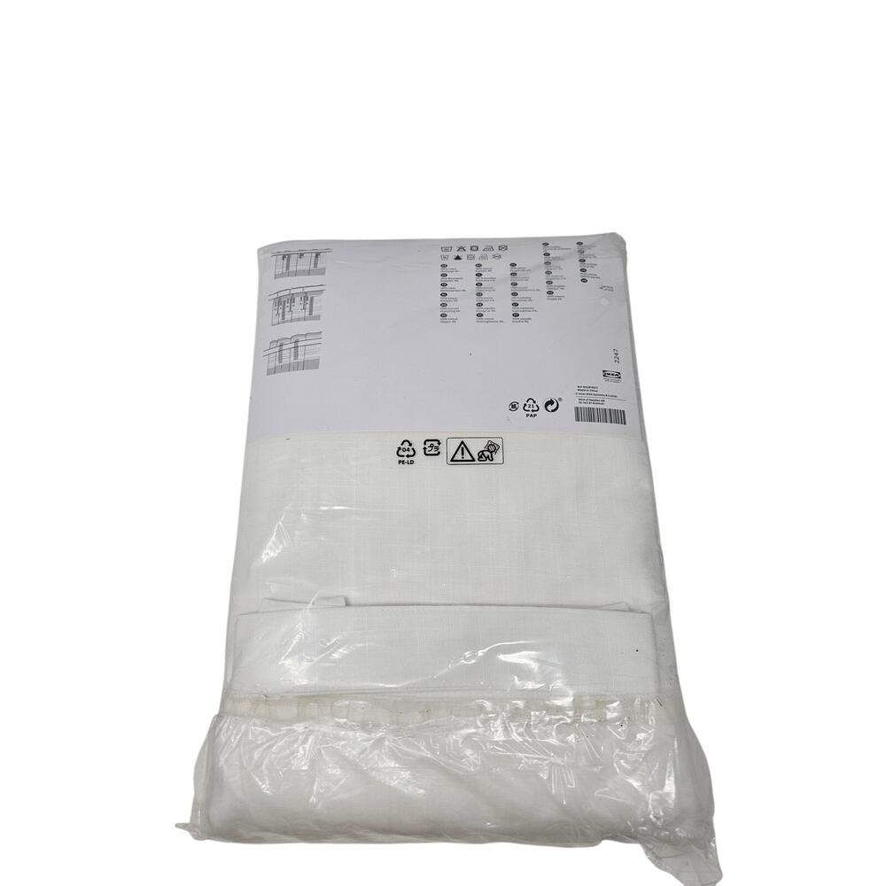 NEW Ikea Ritva 2 Panel Cream White Curtains Cotton Minimalist Coastal - Picture 2 of 3